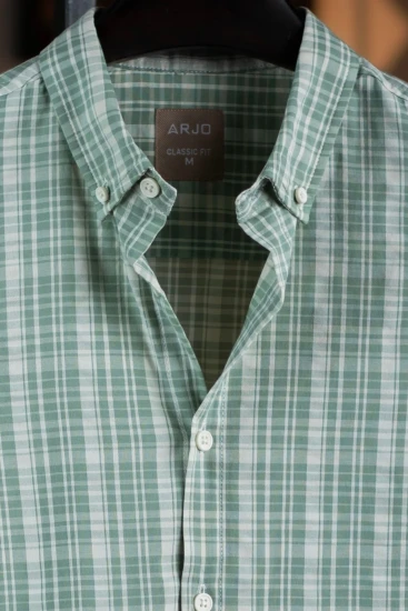 Mint Green & White Plaid Shirt