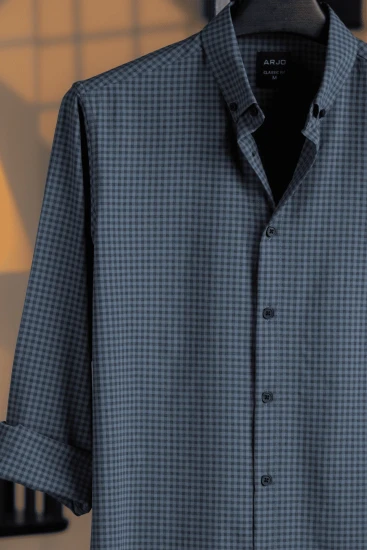 Slate Blue Gingham Shirt