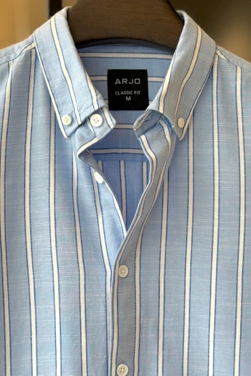 Sky Blue with White & Cobalt Blue Stripes Shirt