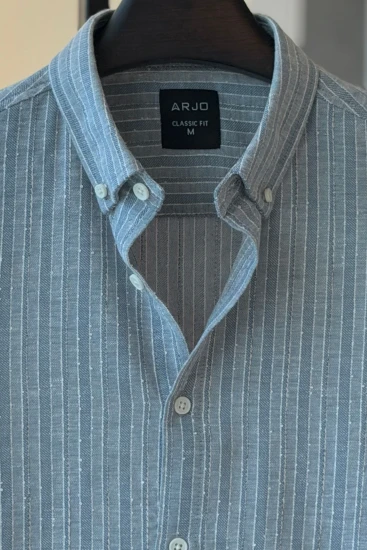 Slate & Blue Gray with White & Black Textured Stripes Shirt