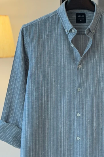 Slate & Blue Gray with White & Black Textured Stripes Shirt