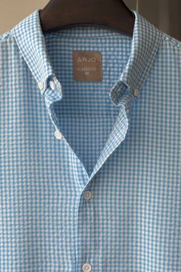 White & Sky Blue Gingham Shirt
