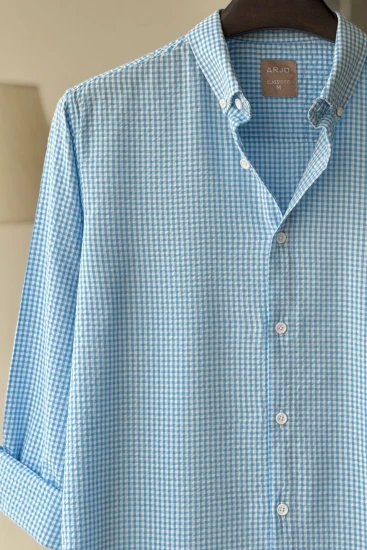 White & Sky Blue Gingham Shirt