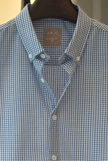 White with Light Blue & Light Brown Check Shirt