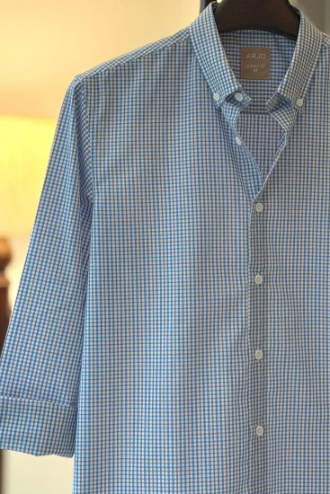 White with Light Blue & Light Brown Check Shirt