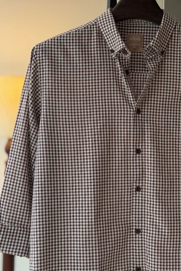 Dark Chocolate & White Micro-Check Shirt