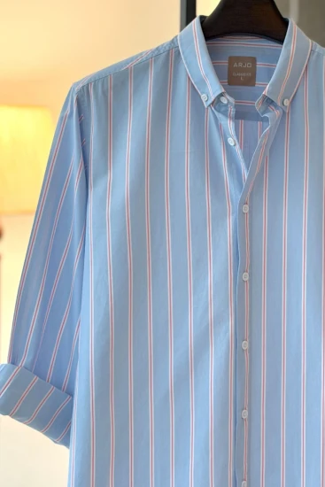 Light Blue With Red & White Stripe Shirt