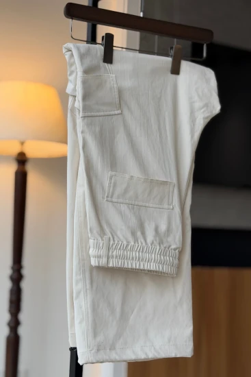 White Cargo Mobile Pant