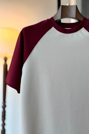 Ivory With Maroon Short Sleeve T-Shirt