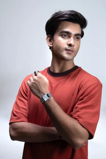 Rusty Orange with Chocolate Contrast Collar Drop-Shoulder AirFlex T-Shirt