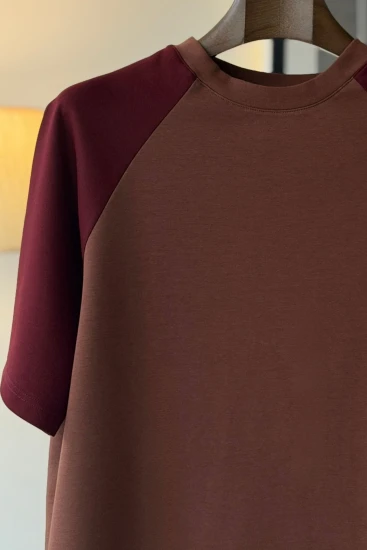 Brown with Deep Maroon Raglan Drop-Shoulder Premium AirFlex T-Shirt