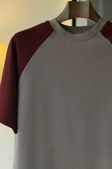 Gray with Deep Maroon Raglan Drop-Shoulder Premium AirFlex T-Shirt