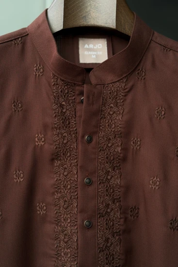 Dark Chocolate Brown Embroidered Panjabi